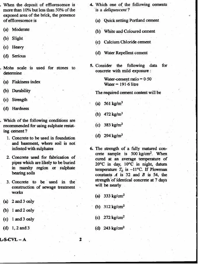 UPSC Engineering Services 2020 Civil Engineering question paper page 1 instructions scan PDF download