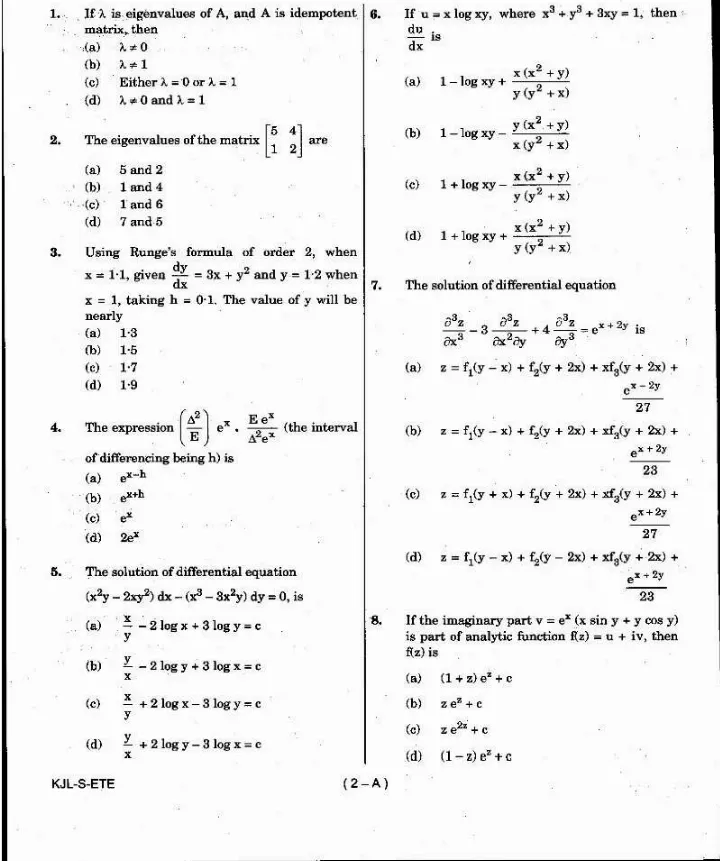 UPSC Engineering Services 2020 Electrical Engineering question paper page 1 instructions scan PDF download