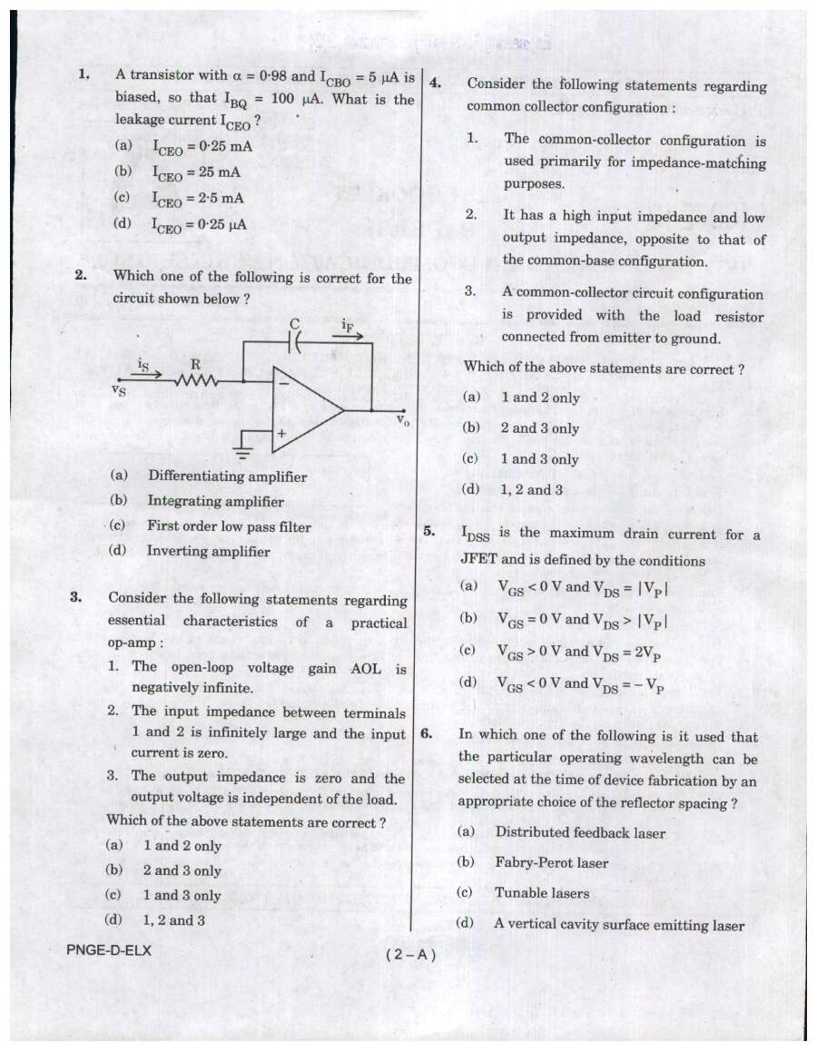 UPSC Engineering Services Preliminary Examination 2024 Paper II Electronics and Telecommunication Engineering question paper page 1 instructions scan PDF download