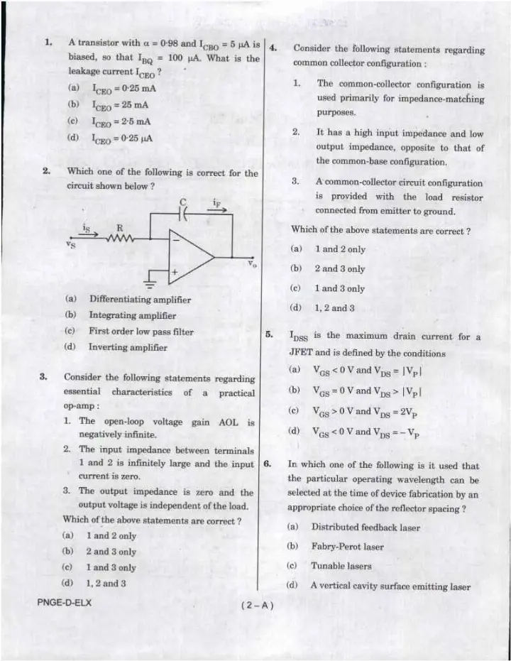 UPSC Engineering Services Preliminary Examination 2024 Paper II Electronics and Telecommunication Engineering question paper page 1 instructions scan PDF download