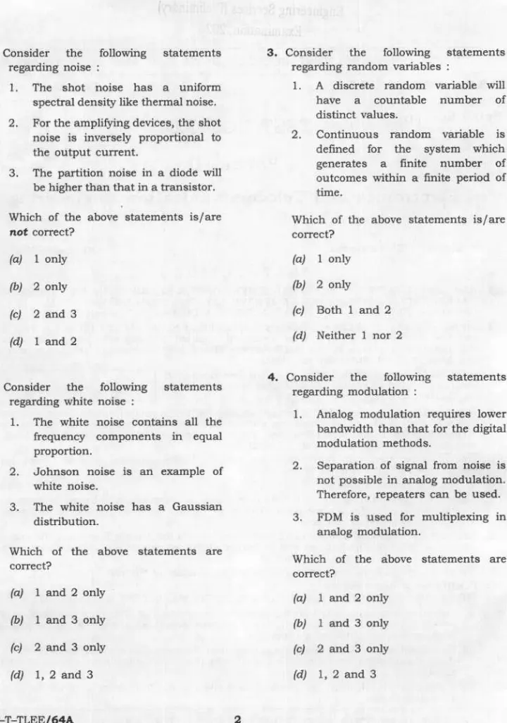 UPSC Engineering Services (Preliminary) Examination 2026 Paper II Electronics and Telecommunication Engineering question paper page 1 instructions scan PDF download