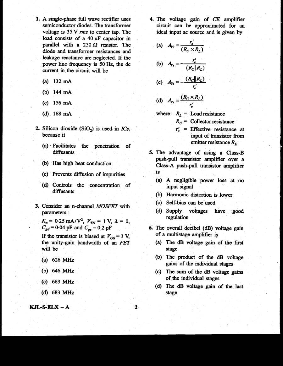 UPSC ESE 2020 Electronics & Telecommunication Engineering Prelims question paper page 1 instructions scan PDF download