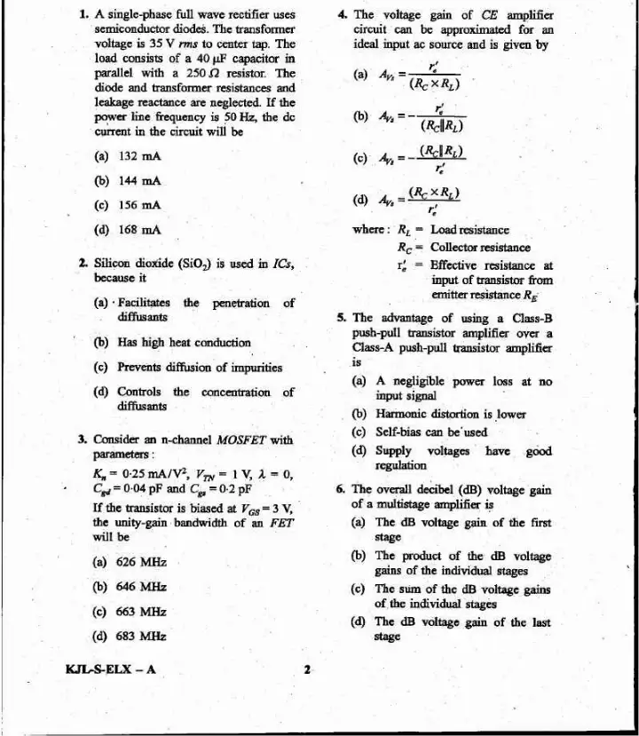 UPSC ESE 2020 Electronics & Telecommunication Engineering Prelims question paper page 1 instructions scan PDF download