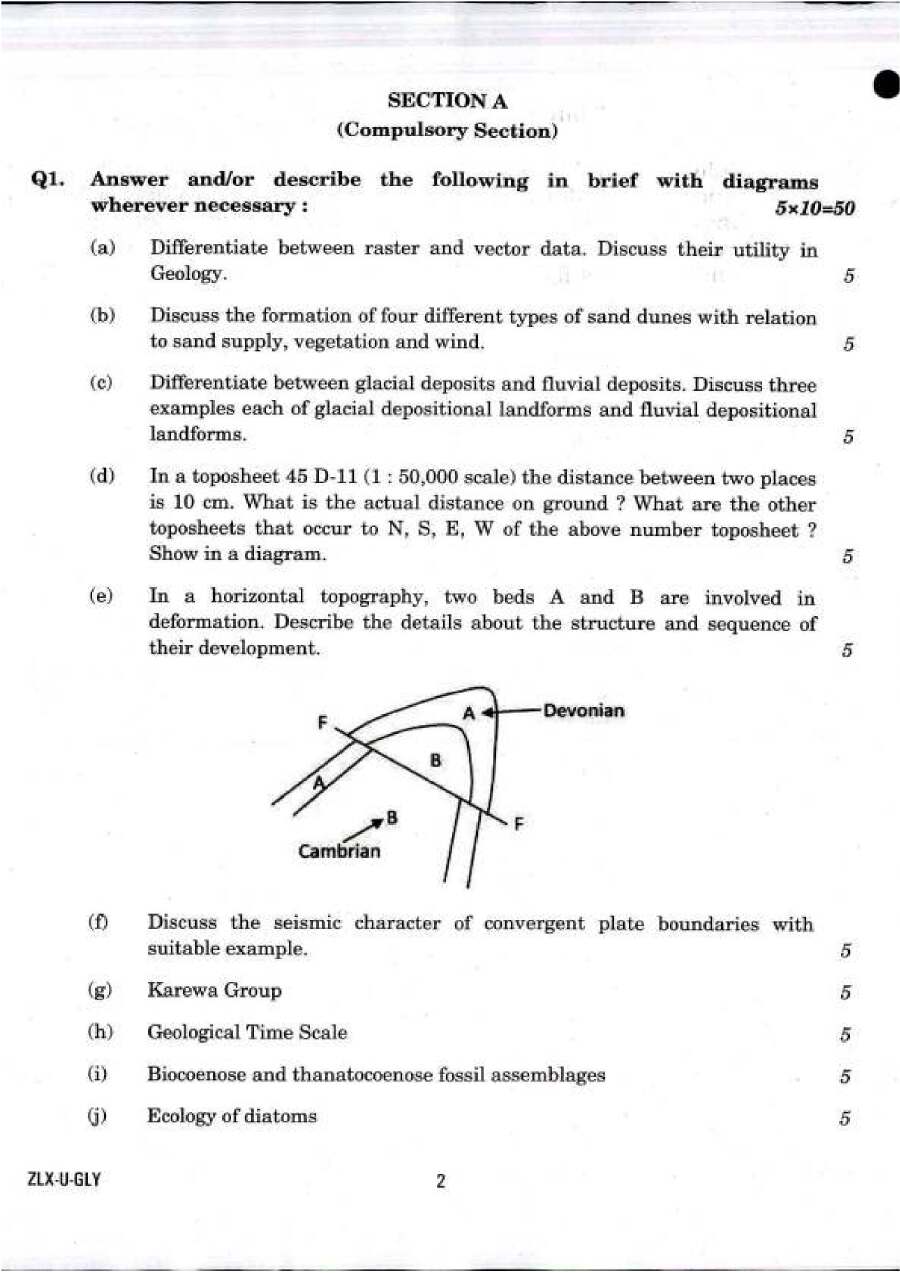 UPSC Geo-Scientist and Geologist Examination 2017 Geology Paper I question paper page 1 instructions scan PDF download