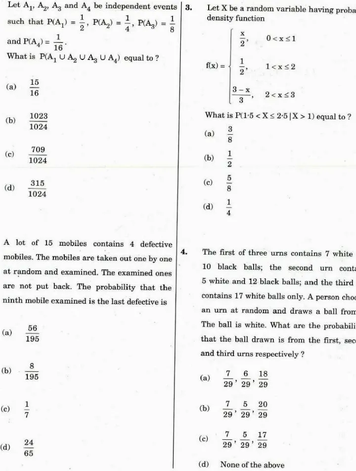 UPSC IES ISS 2018 Statistics Paper I question paper page 1 instructions scan PDF download