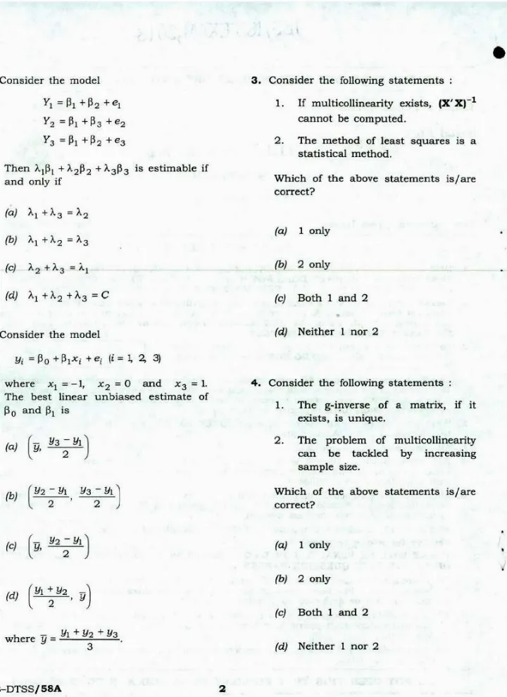 UPSC IES ISS 2018 Statistics Paper II question paper page 1 instructions and exam header scan PDF download