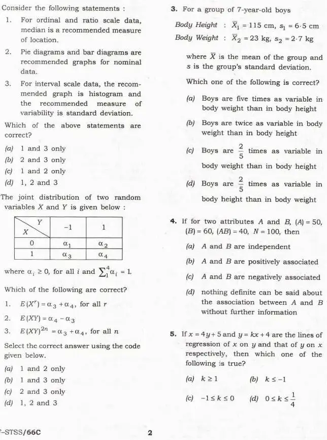 UPSC IES ISS 2019 Statistics Paper-I question paper page 1 instructions and exam header scan PDF download