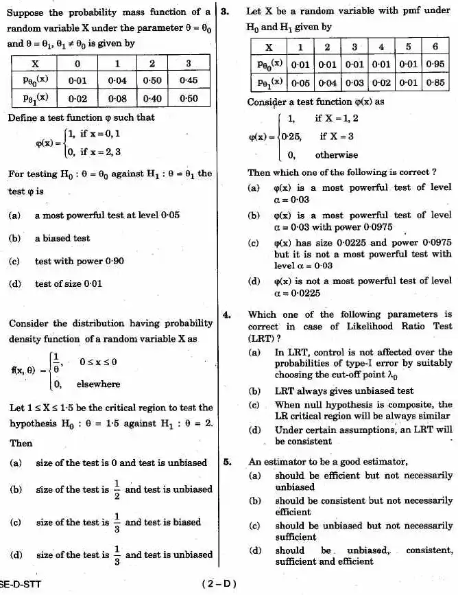 IES ISS 2020 Statistics Paper II question paper page 1 instructions scan PDF download UPSC