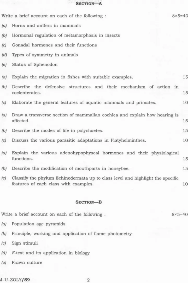 UPSC IFS Zoology Paper I 2025 — page 1 instructions scan PDF download