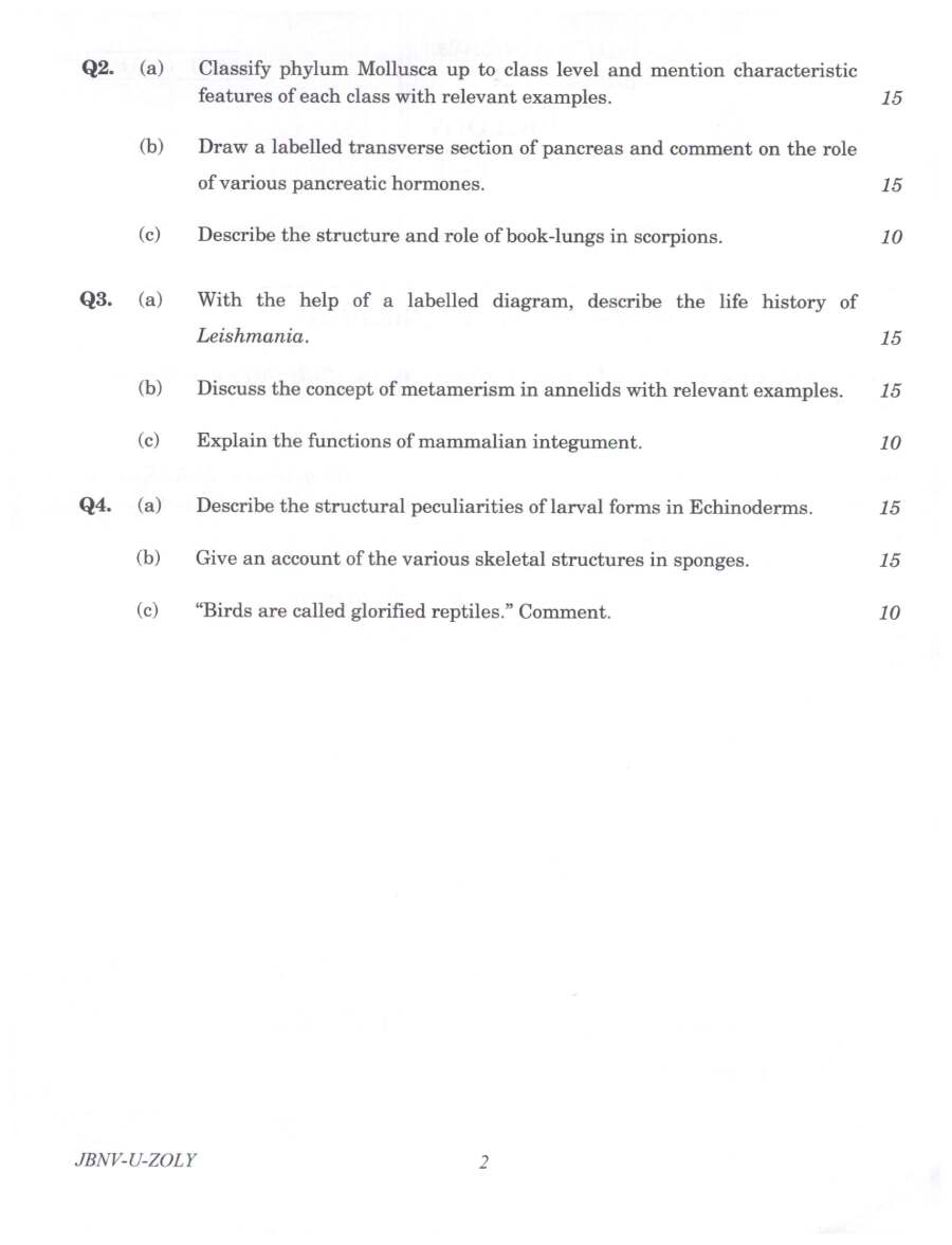UPSC IFS 2024 Zoology Paper I question paper page 1 instructions scan PDF download. Indian Forest Service Main Examination 2024.