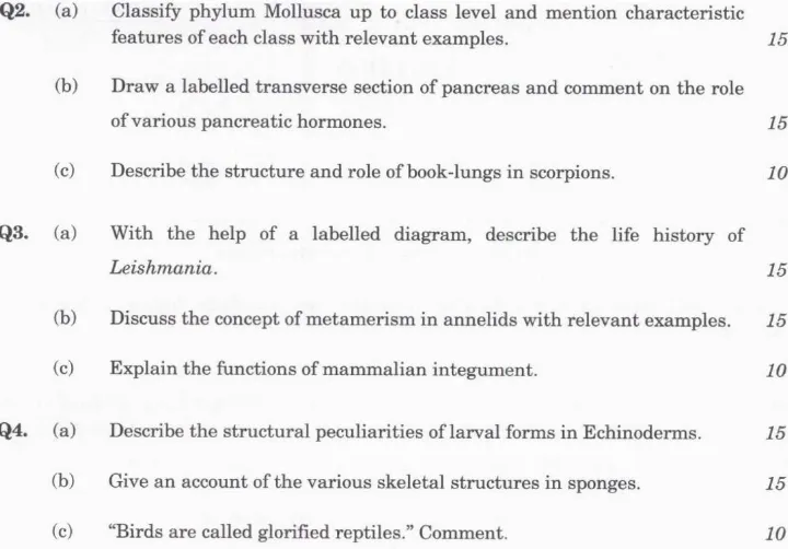 UPSC IFS 2024 Zoology Paper I question paper page 1 instructions scan PDF download. Indian Forest Service Main Examination 2024.