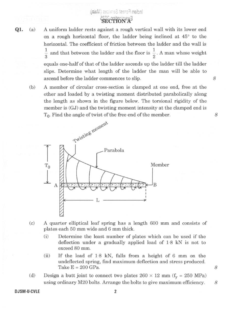 UPSC Indian Forest Service (Main) Examination 2025 — I Question Paper PDF Download — page 1 instructions scan PDF download