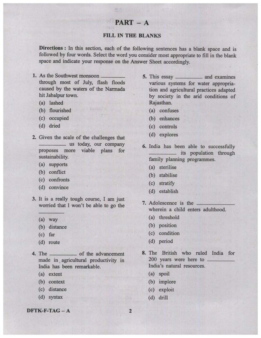 National Defence Academy and Naval Academy Examination (II) 2023 General Ability Test UPSC question paper page 1 instructions scan PDF download