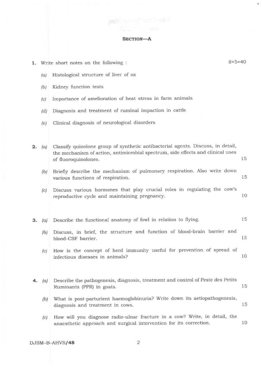 AHVS Paper II UPSC IFS 2025 — page 1 instructions scan PDF download