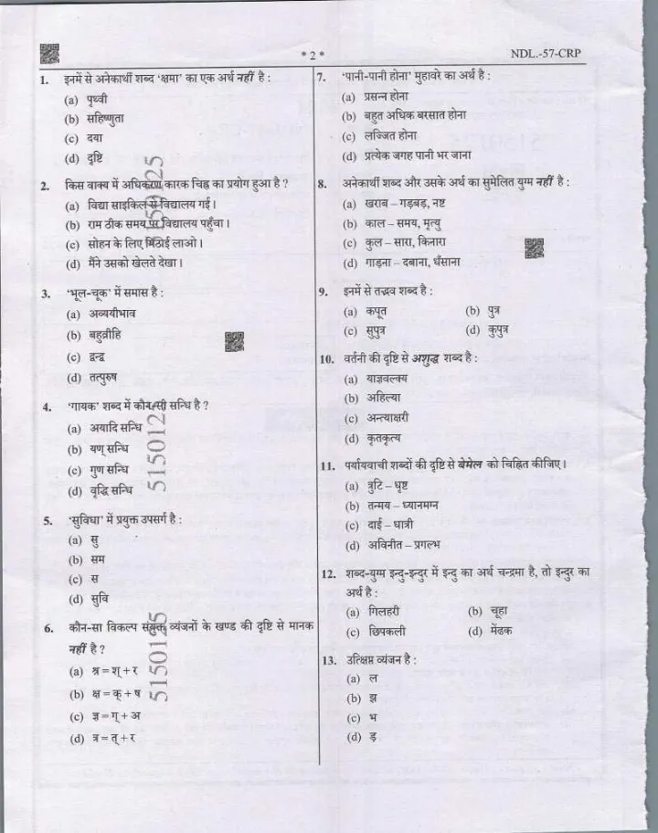 UP Technical Education Teaching Services Exam 2021 General Hindi and Chemical Rubber Plastic Technology Paper I question paper page 1 instructions scan PDF download