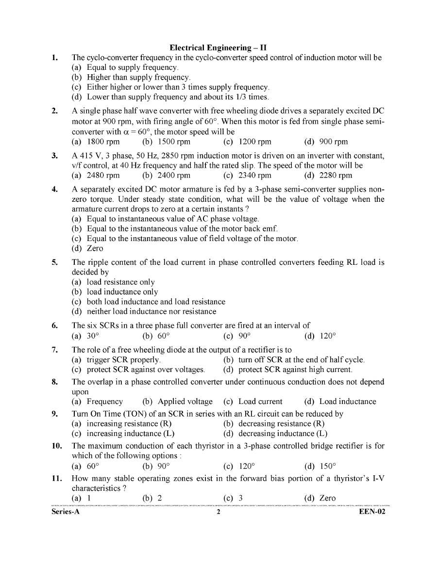 UKPSC Combined State Engineering Service Examination 2023 Electrical Engineering Paper II (Re-exam) question paper page 1 instructions scan PDF download
