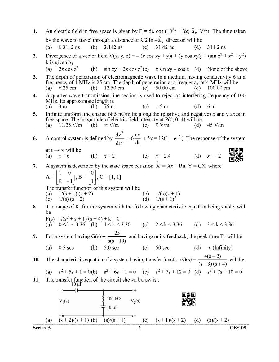 OCR-corrected page 1 with exam name, duration, and instructions for Electrical Engineering Paper-I 2022 PDF