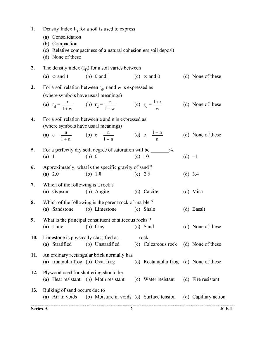 UKPSC JE Civil Engineering Paper I 2023 question paper page 1 instructions scan PDF download. Includes exam name, paper code, time, marks, and important instructions for candidates.