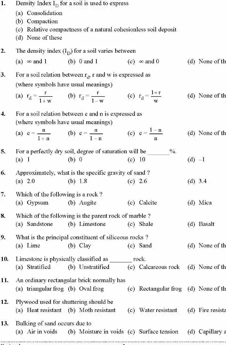 UKPSC JE Civil Engineering Paper I 2023 question paper page 1 instructions scan PDF download. Includes exam name, paper code, time, marks, and important instructions for candidates.