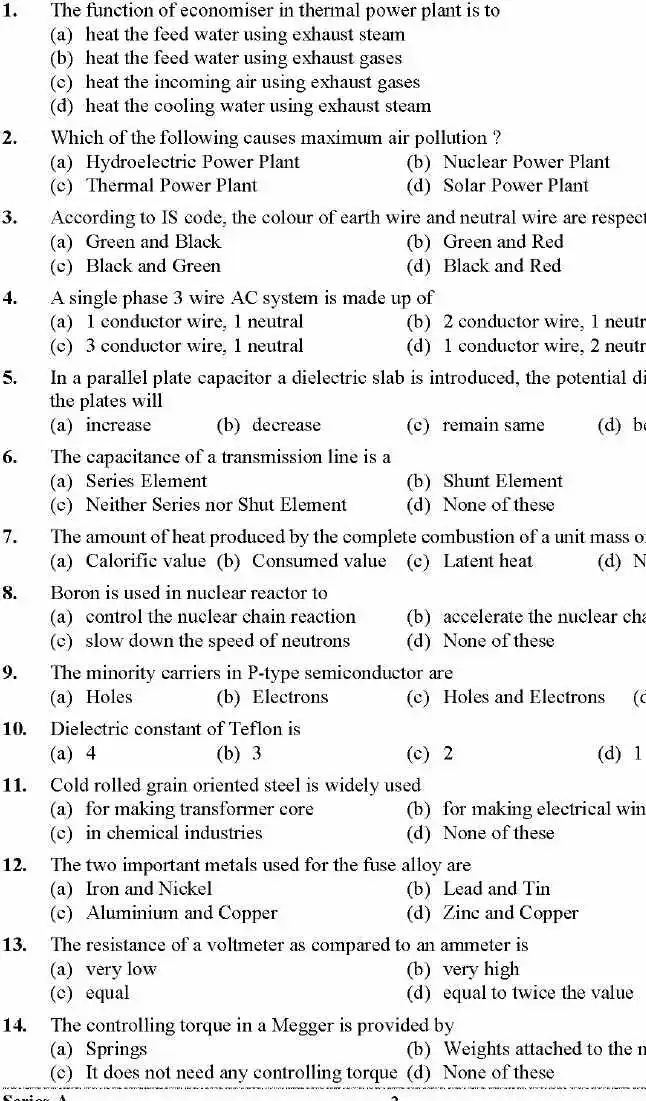 UKPSC JE Electrical Engineering Paper II 2023 Question Paper PDF — page 1 instructions scan PDF download