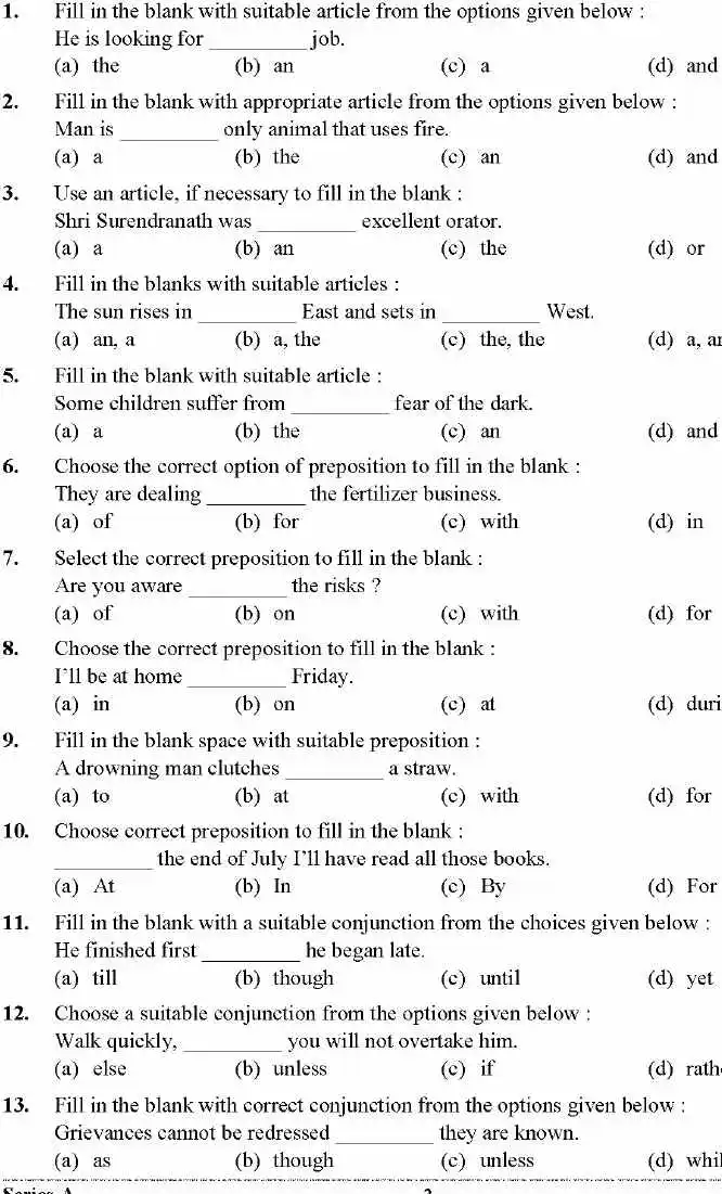 UKPSC JEN 2023 General English Paper-I question paper page 1 instructions scan PDF download Uttarakhand JE exam