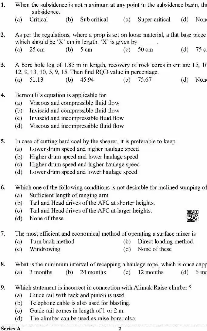 Uttarakhand Geology & Mining Unit-B 2021 question paper page 1 instructions scan