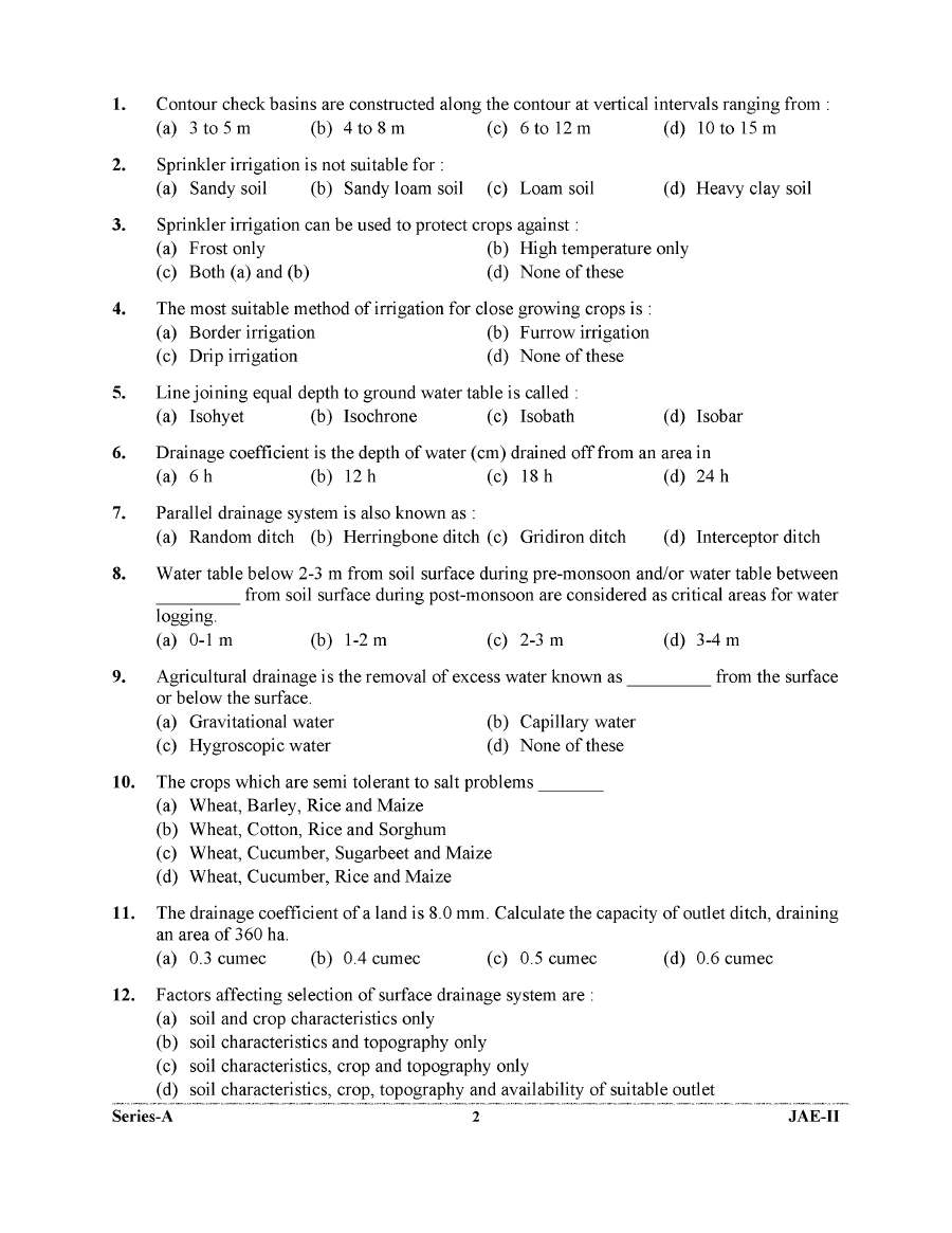 Agriculture Eng Paper-II Uttarakhand 2023 MCQ — page 1 instructions scan PDF download