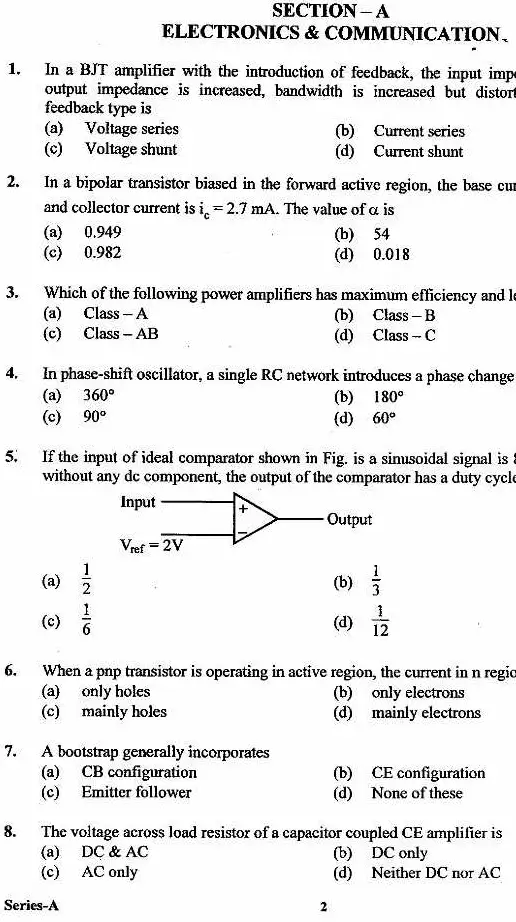 Uttarakhand Govt ARO 2011 MCQ Paper (E&C + General Hindi) - Section A — page 1 instructions scan PDF download