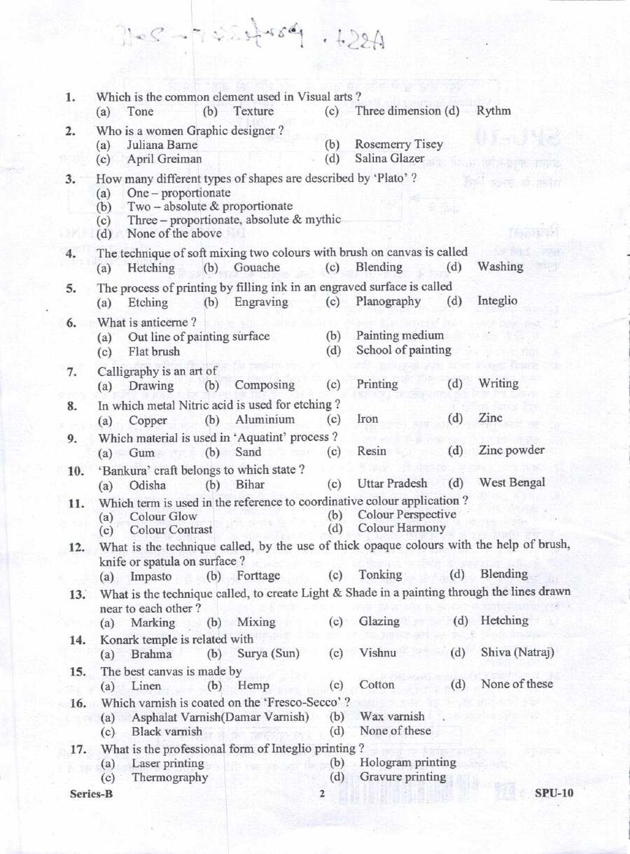 Drawing and Painting 2017 exam questions and repair — page 1 instructions scan PDF download
