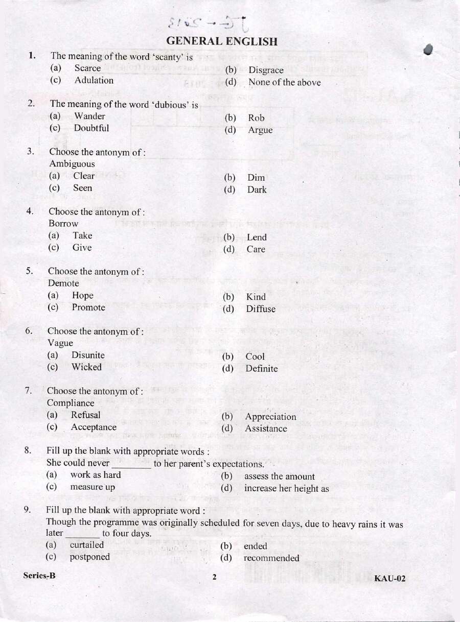 Uttarakhand 2013 General English - JEN Paper KA U-02-B — page 1 instructions scan PDF download