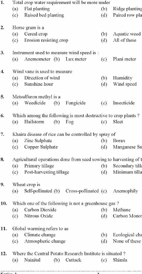 UKPSC Agriculture Lecturer 2021 Question Paper Set-A Page 1 scan, showing exam details and initial objective questions in English. Download PDF.