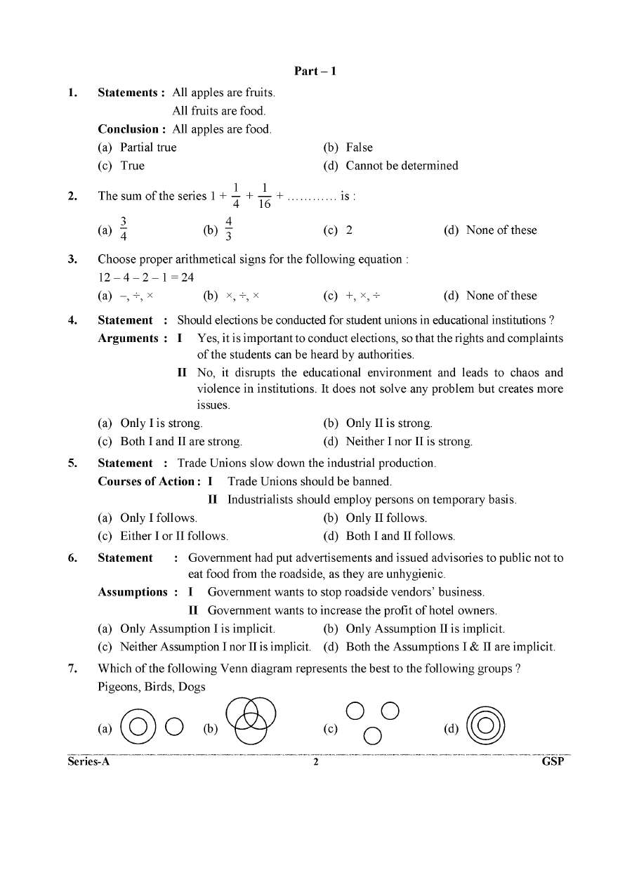 UKPSC 2025 General Aptitude Test Question Paper PDF — page 1 instructions scan PDF download