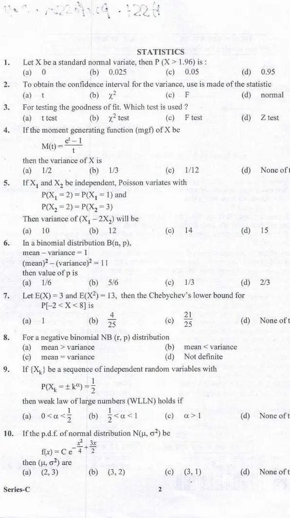 UKPSC 2017 Assistant Professor Statistics page 1 instructions scan image pdf