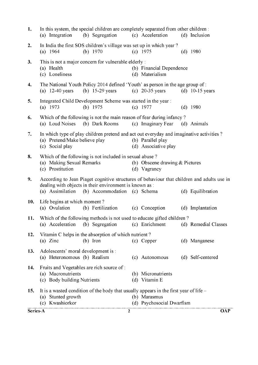 Lab Assistant UKPSC 2024 Home Science question paper page 1 instructions image scan with header and instructions